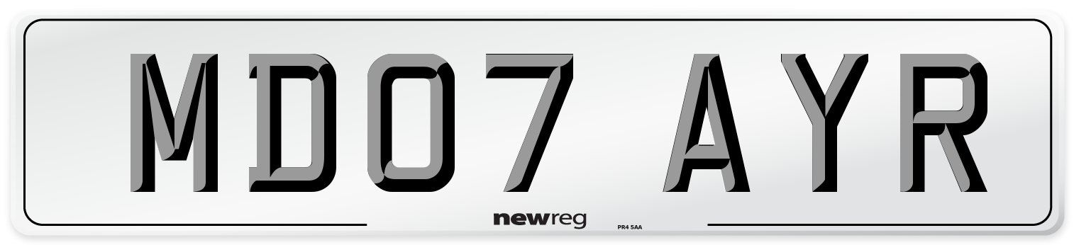 MD07 AYR Number Plate from New Reg